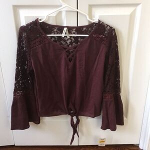 Junior’s Maroon Peasant Blouse
